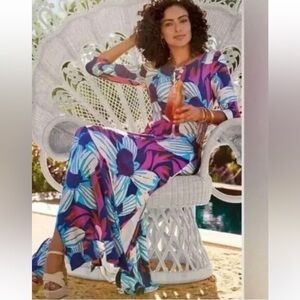 Soft Surroundings Vibrant Floral Maxi Dress Serena Nazarine Blue / xsmall